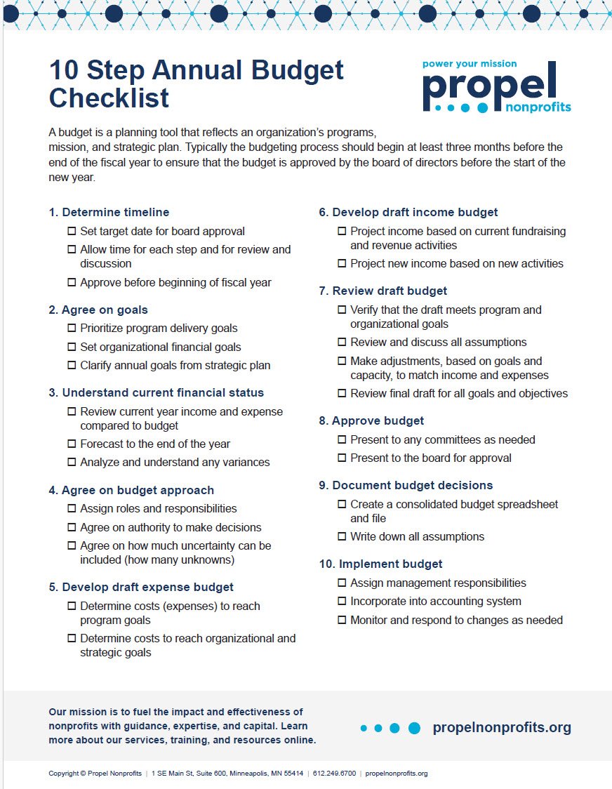 Cover Image 10 Step Annual Budgeting Checklist