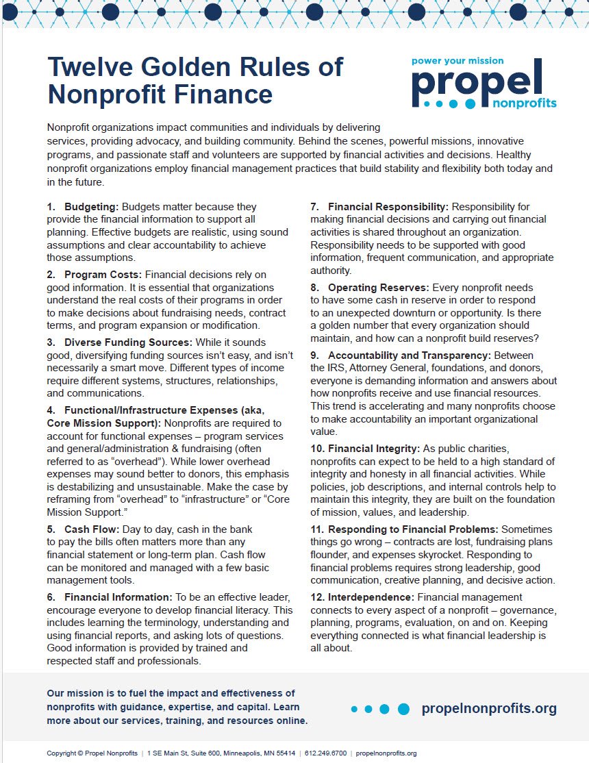 Cover image 12 Golden Rules of Nonprofit Finance