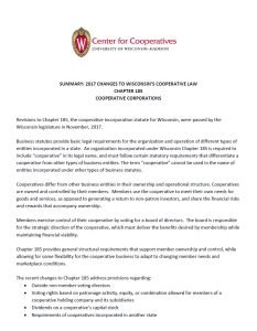 cover Image 2017 Changes to Wisconsin Cooperative Law – Chapter 185 Cooperative Corporations