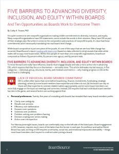 Cover Image 5-Barriers to Advancing Diversity inclusion and Equity within Boards