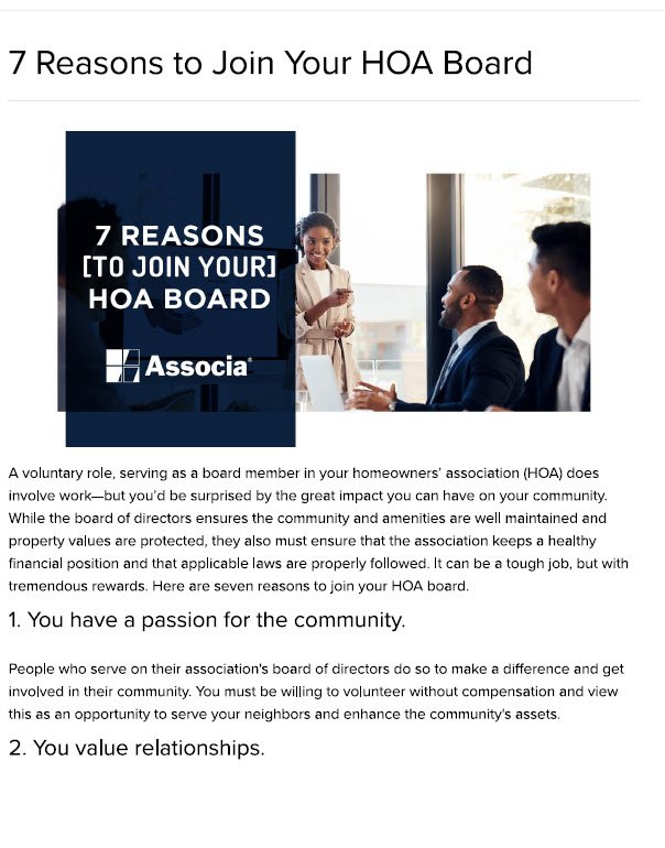 7 Reasons to Join your HOA Board