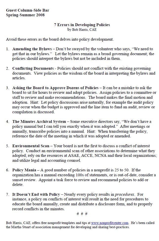 Cover Image 7 errors in developing policy