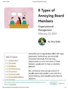 Cover Image 8 Types of Annoying the Board Members