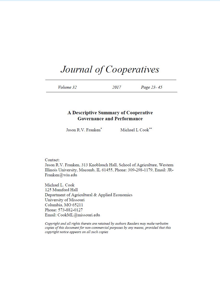Cover Image A Descriptive Summary of Cooperative Governance and Performance