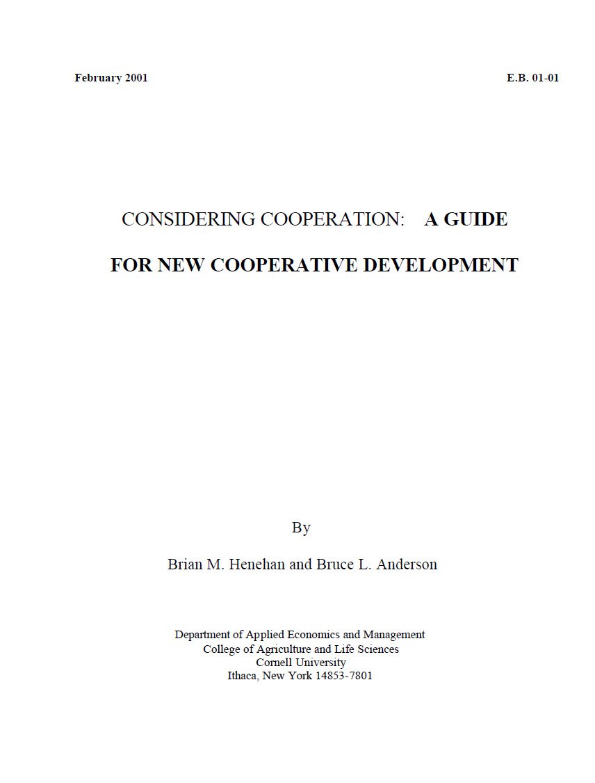 Cover Image A Guide for New Cooperative Development