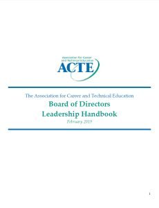 Cover Image ACTE Board of Directors Leadership Handbook