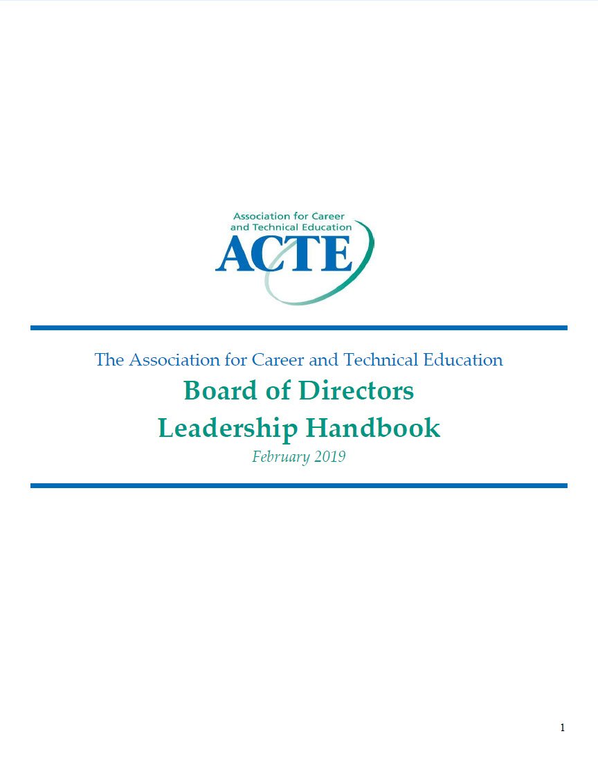 Cover Image ACTE Board of Directors Leadership Handbook