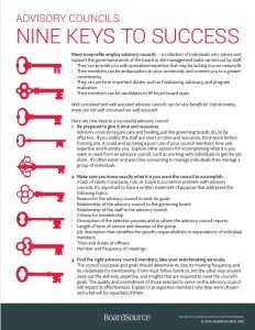 Cover Image Advisory Councils 9 Keys to Success
