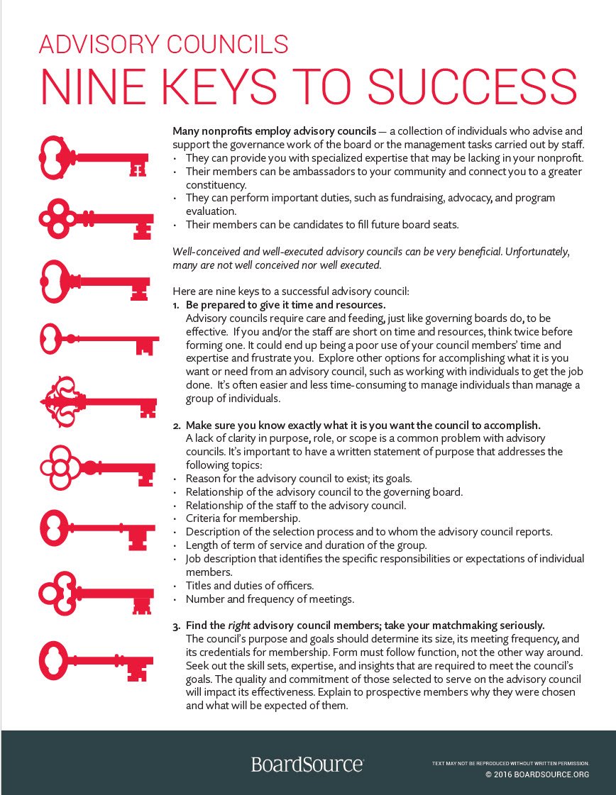 Cover Image Advisory Councils 9 Keys to Success