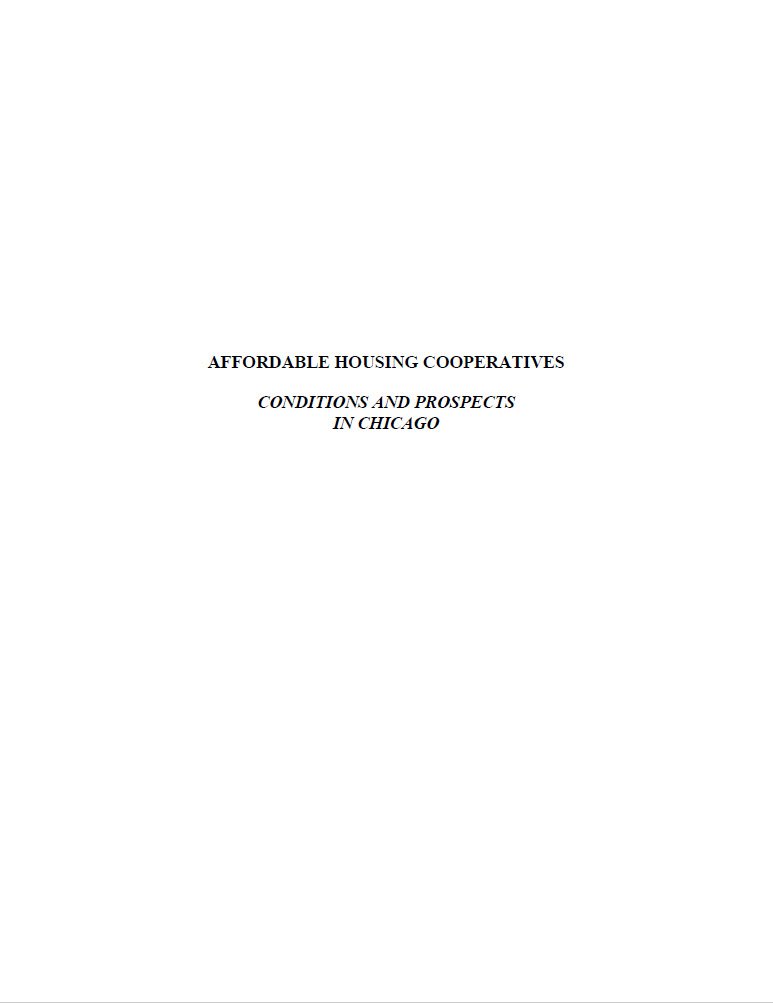 Cover Image Affordable Housing Cooperatives Conditions and Prospects in chicago