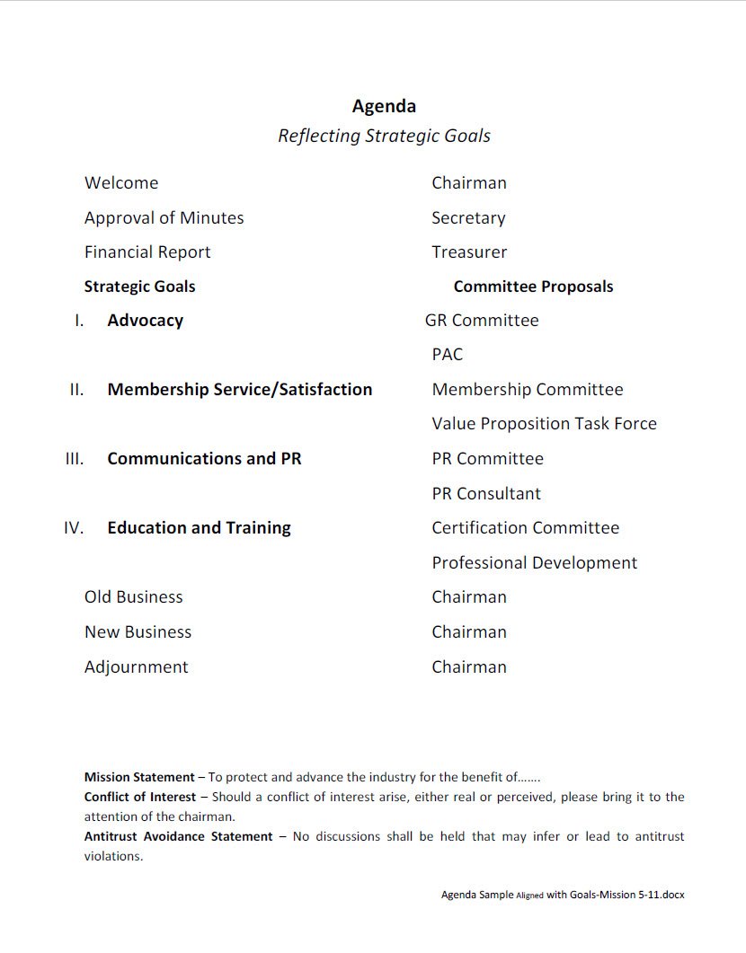Cover Image Agenda Reflecting Strategic Goals