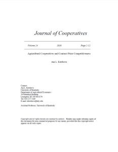 Cover Image Agricultural Cooperatives and Contract Price Competitiveness