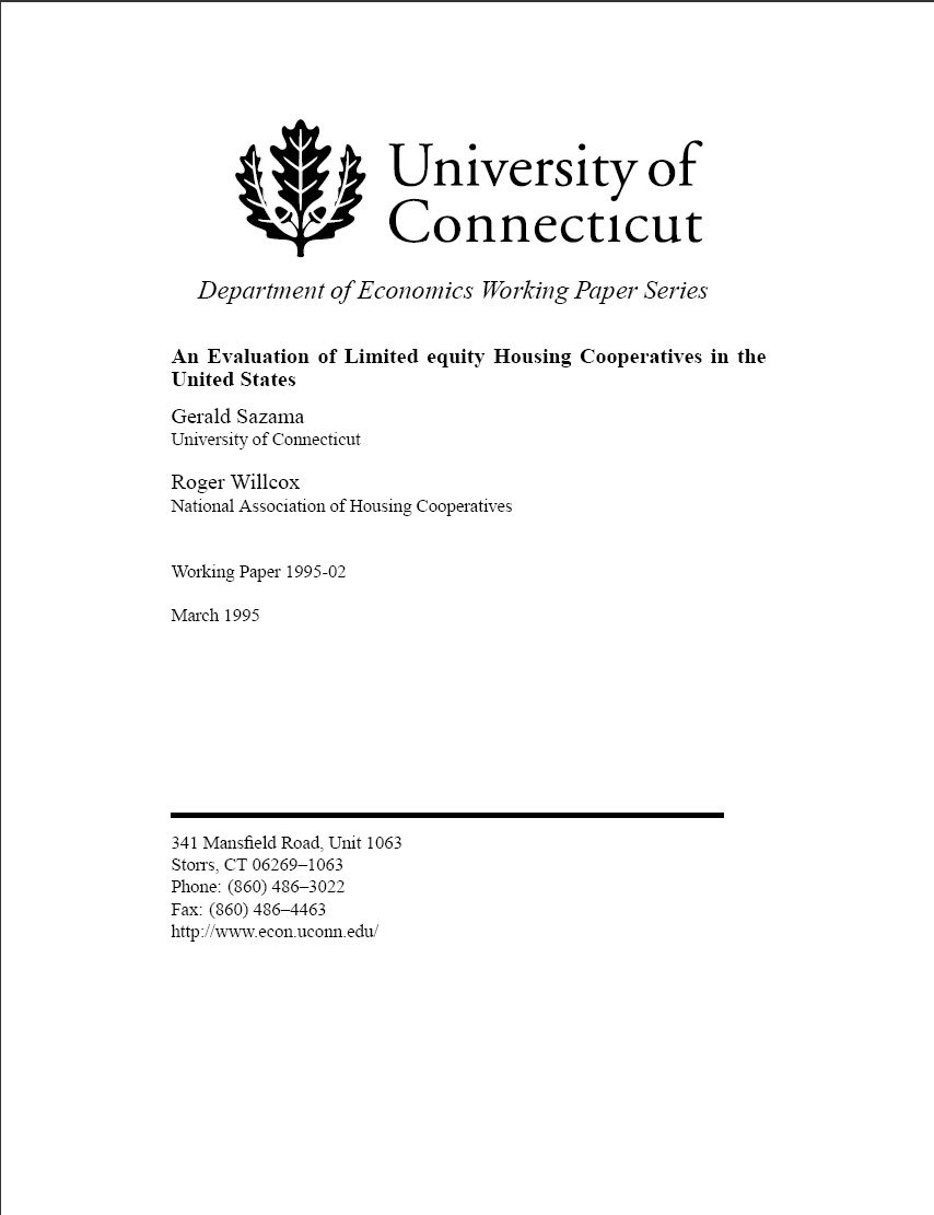 Cover Image An Evaluation of Limited equity Housing Cooperatives in the United States