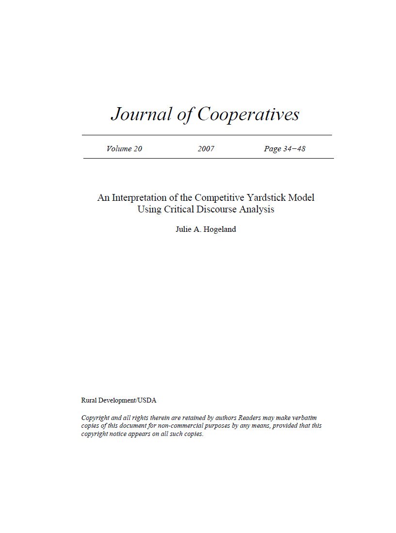 Cover Image An Interpretation of the Competitive Yardstick model using Critical Discourse Analysis