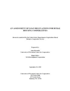 Cover Image An assessment of loan regulations for housing cooperatives.