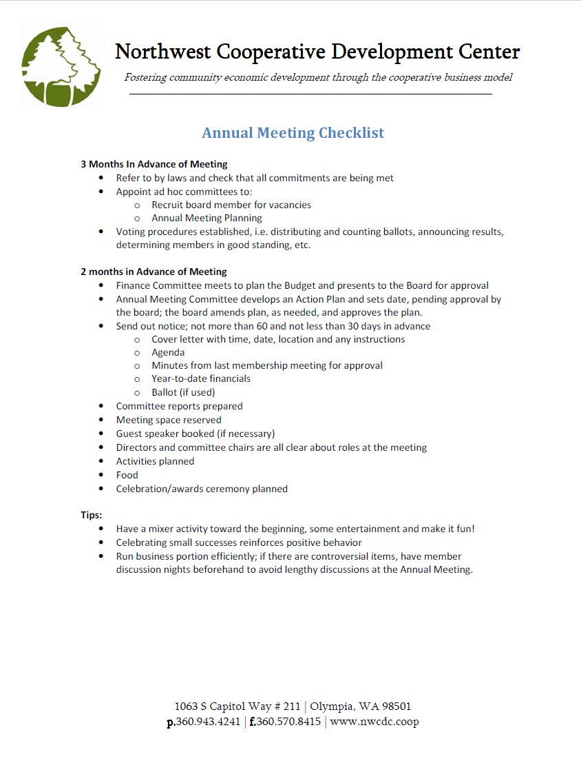 Annual Meeting Checklist