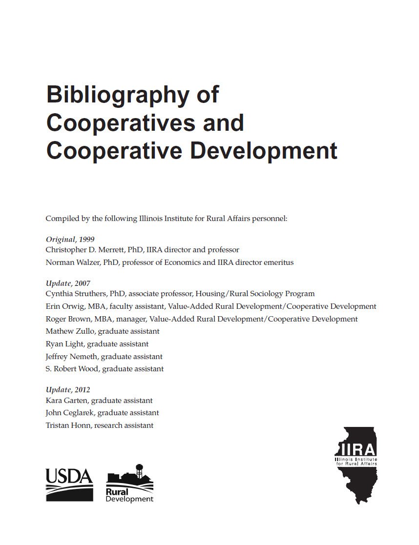 Cover Image Bibliography of Cooperatives and Cooperative Development
