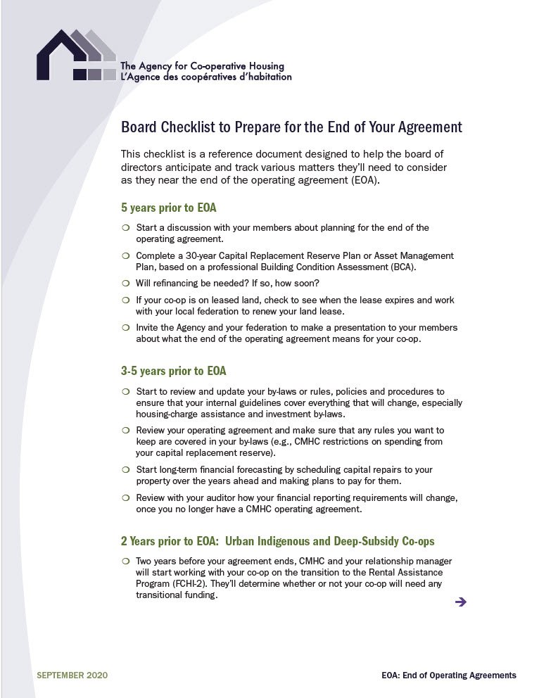 Cover Image Board Checklist to Prepare for the End of Your Agreement