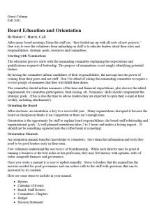 Cover Image Board Education and Orientation
