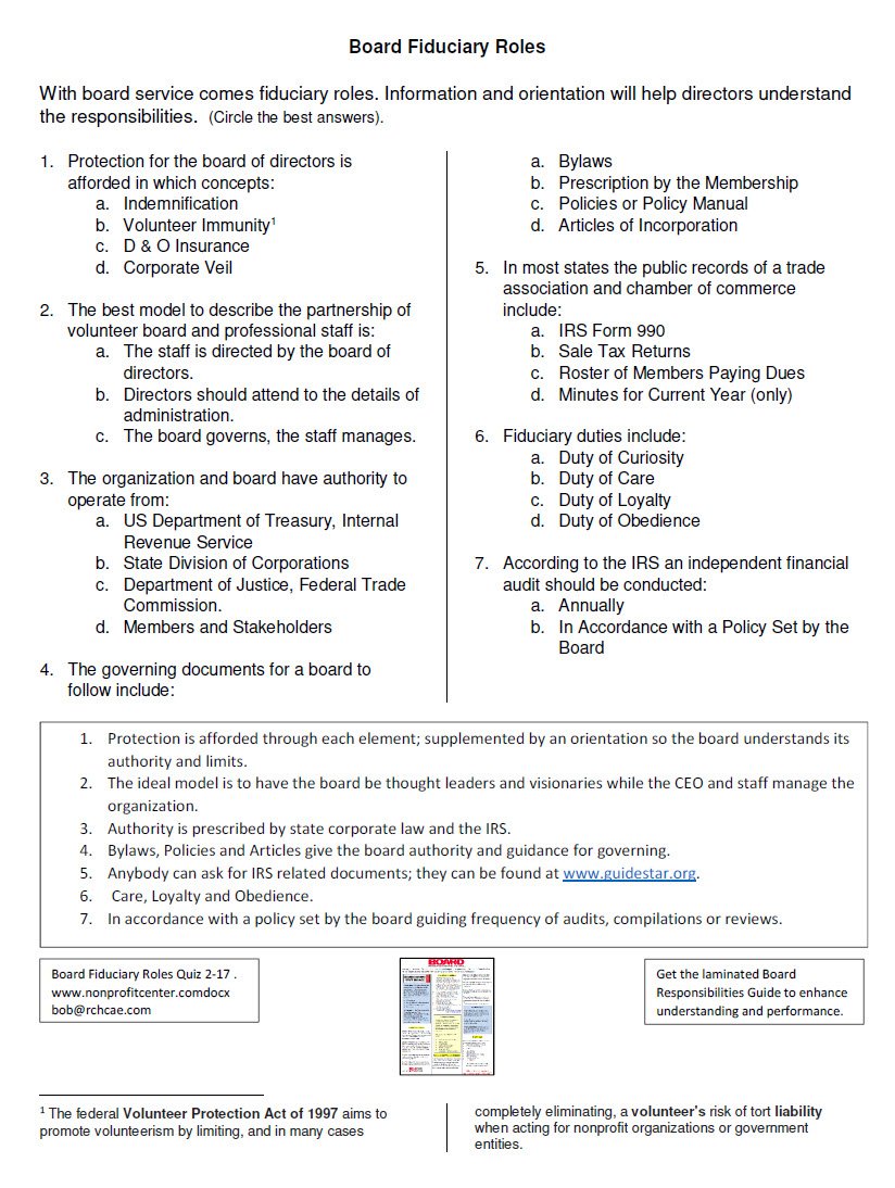 Cover Image Board Fiduciary Roles Quiz