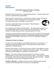Cover Image Board Manual Reveals Priorities an Strategy