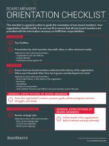 Cover Image Board Member Orientation Checklist