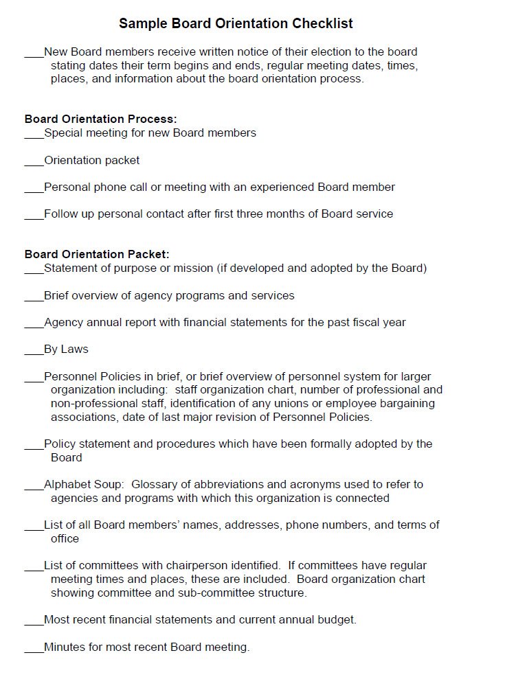 Cover Image Board Orientation Checklist