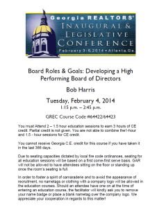 Cover Image Board Roles & Goals Developing a High Performing Board of Directors