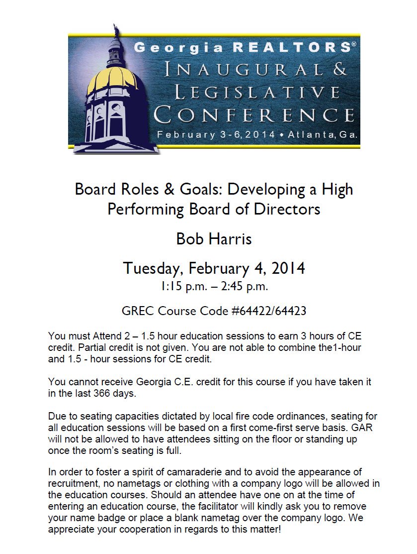 Board Roles & Goals Developing a High Performing Board of Directors