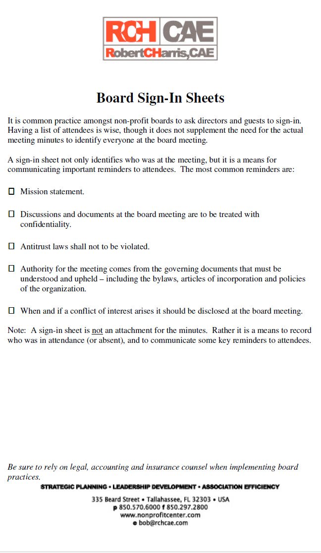 Cover Image Board Sign-In Sheets