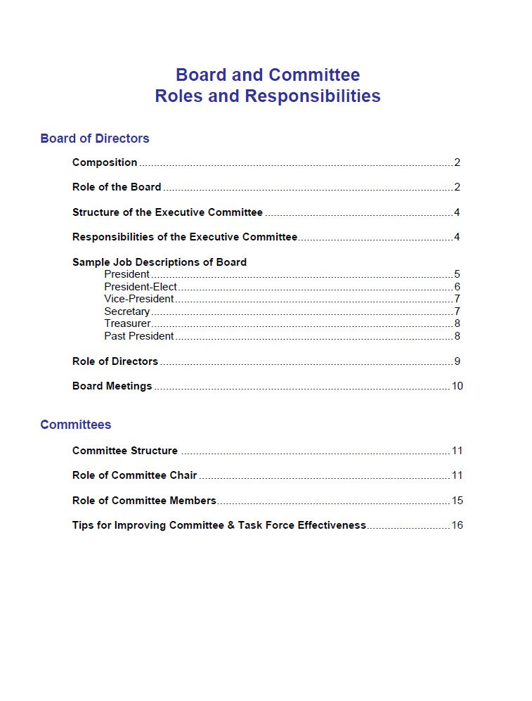 Board and Committee Roles and Responsibilities