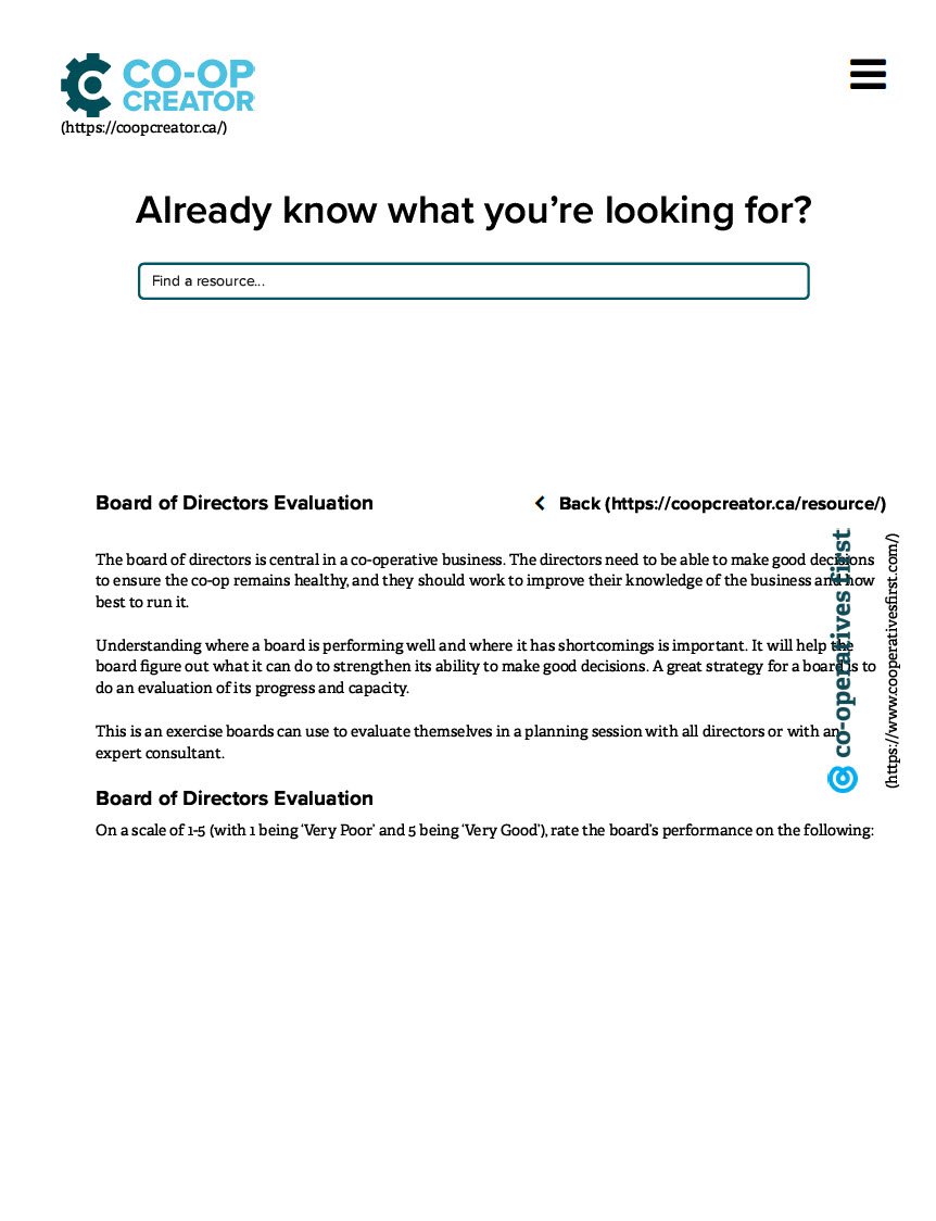 Cover Image Board of Directors Evaluation-