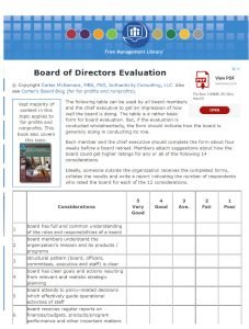 Cover Image Board of Directors Evaluation