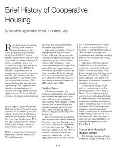 Cover Image Brief History of Cooperative Housing
