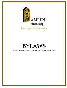 Cover Image Bylaws Ameen Housing Cooperative of California