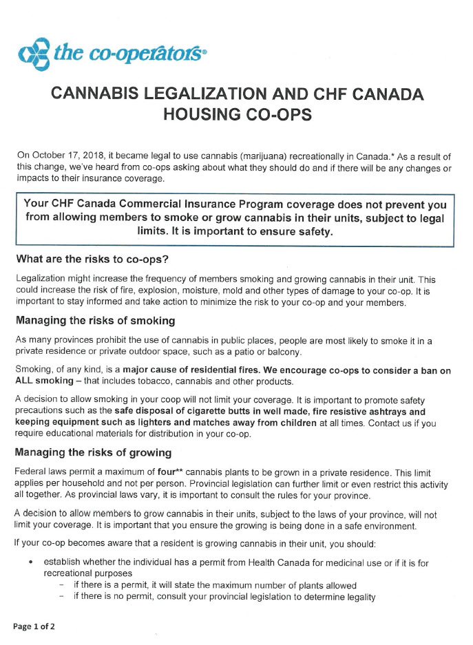 Cover Image Cannabis Legalization and CHF Canada Housing Cooperatives