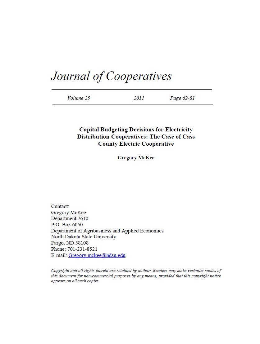 Cover Image Capital Budgeting Decisions Electricity Distribution