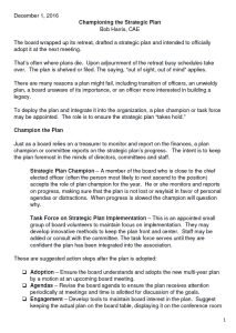 Cover Image Championing the Strategic Plan