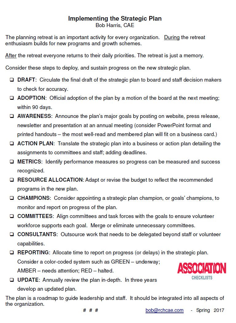 Cover Image Checklist Implementing Strategic Plan