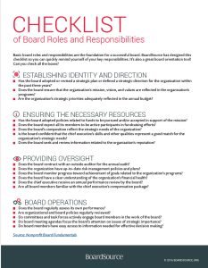 Cover Image Checklist of Board Roles and Responsibilities