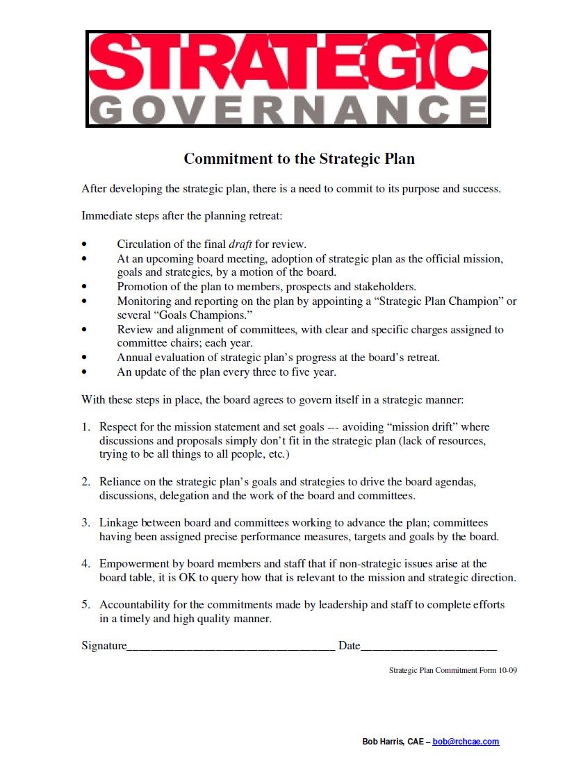 Cover Image Commitment to the Strategic plan