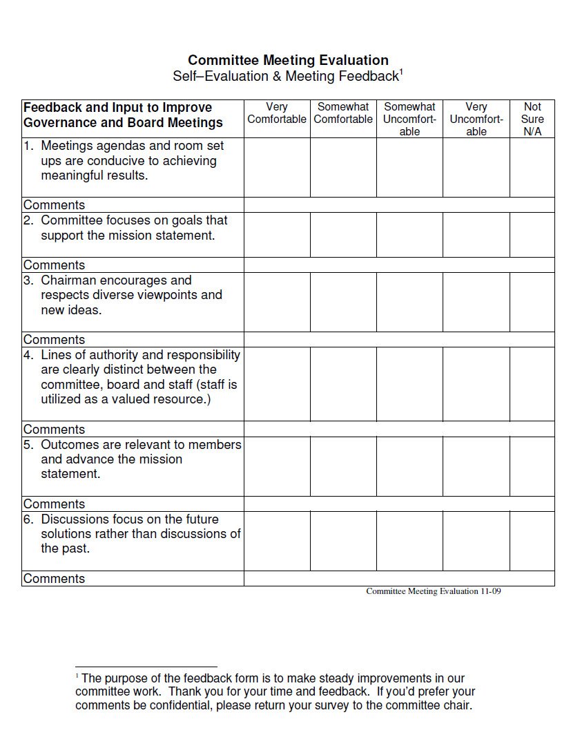Committee Meeting Evaluation