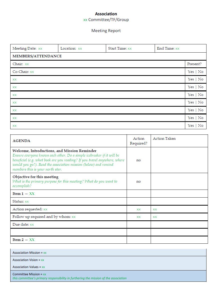 Committee Meeting Report Template