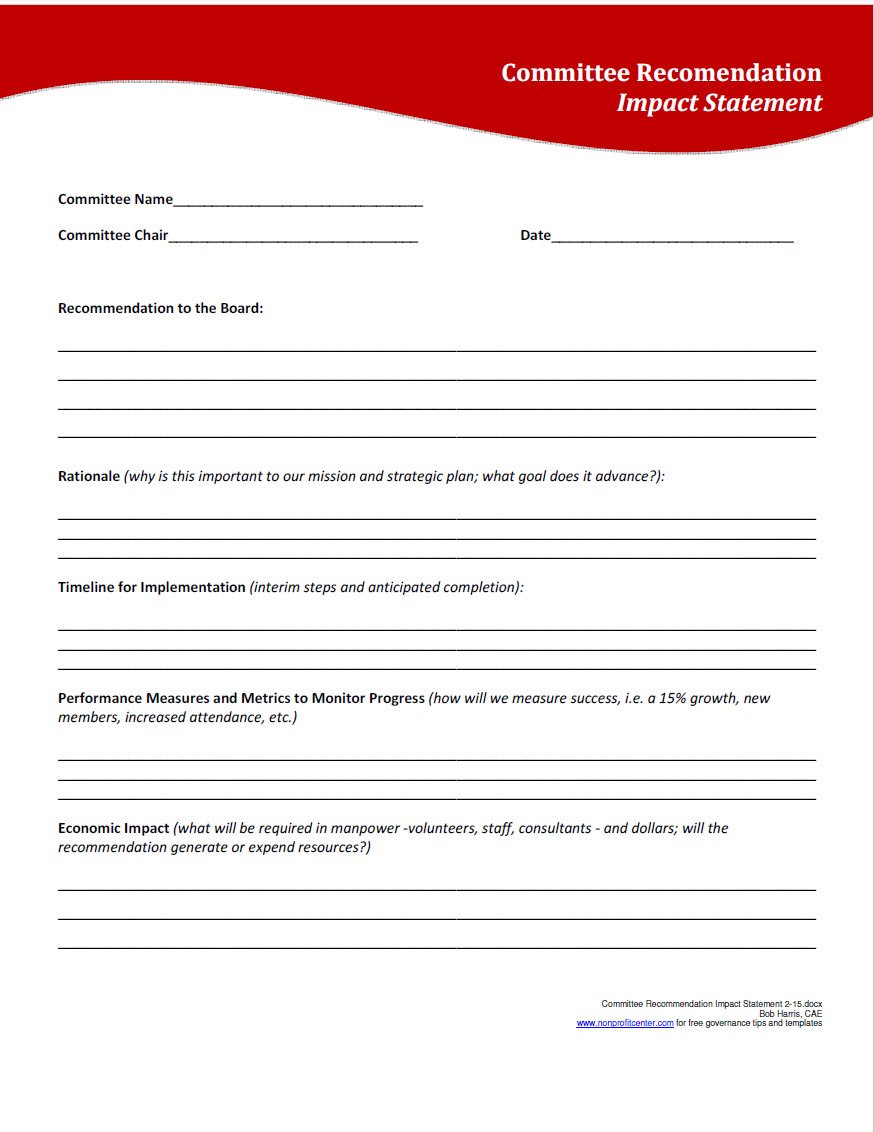 Committee Recommendation Impact Statement