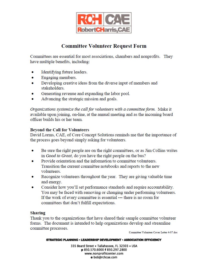 Committee Volunteer Request Forms