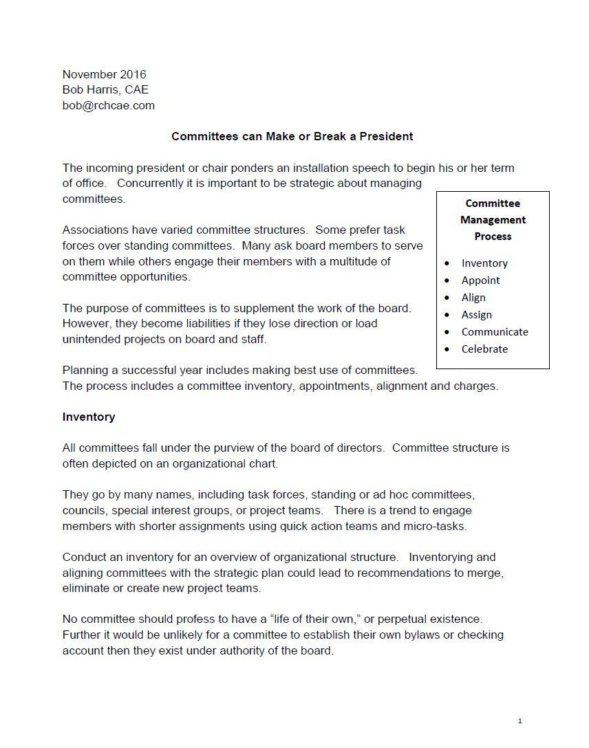 Cover Image Committees Can Make or Break President 11-15