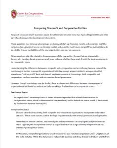 Cover Image Comparing Nonprofit and Cooperative Entities