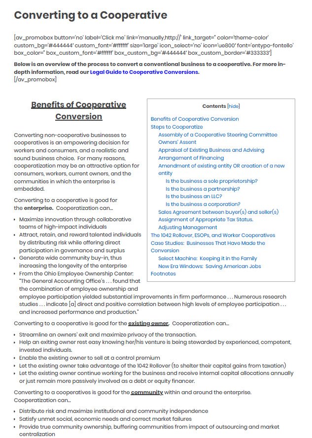 Cover Image Converting to a Cooperative