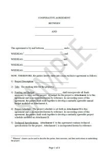 Cover Image Cooperative Agreement Between