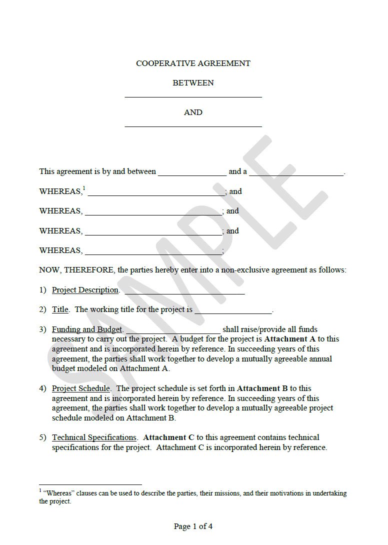 Cover Image Cooperative Agreement Between